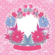 Stylish Vintage floral frame with ribbon Lilac colors N2