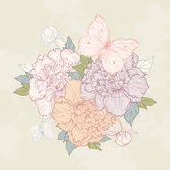 Background with peony and butterfly N3