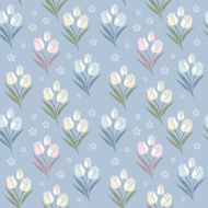 retro tulips seamless pattern background N3