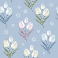 retro tulips seamless pattern background N4