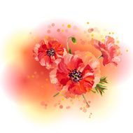 Poppies Summer flowers invitation template card N2