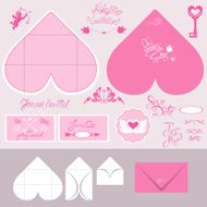 Set of Wedding invitation cards and envelopes