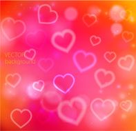 vector abstract glow soft hearts background