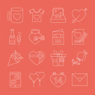 valentine&#039;s day line icon set N10