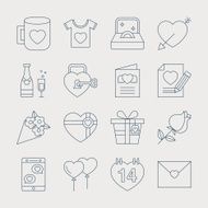 valentine&#039;s day line icon set N11