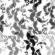 Black flowers on white background Seamless pattern Vector