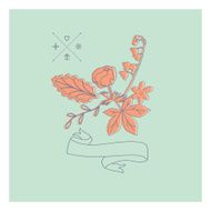 Hand Drawn vintage floral elements Gentle card N2