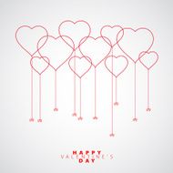 Happy Valentines Day Heart Balloons simple line art design