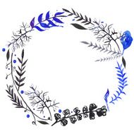 Watercolor flowers wreath Hand drawn background N5