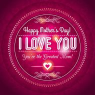 Red Mother&#039;s day greeting card with hearts and wishes text