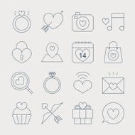 valentine&#039;s day line icon set N13