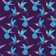 Hummingbird Background - Retro seamless pattern in vector