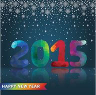 Multicolor polygons numbers with snowfall New year 2015