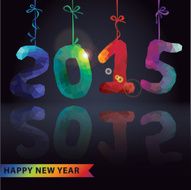 Multicolor polygons numbers hang on ribbons New year 2015
