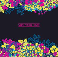 Floral greeting card on black background N3
