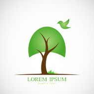 Vector image of trees and birds