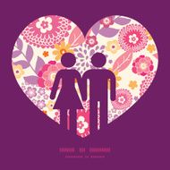 Vector warm summer plants couple in love silhouettes frame pattern N3