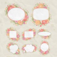 Vector set hand drawn floral design bubbles