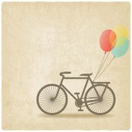 bike with balloons old background