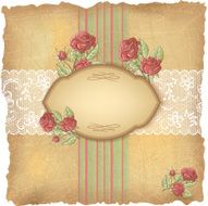 Vintage background with roses and lace Old paper