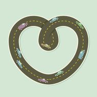 Paper road in shape of heart