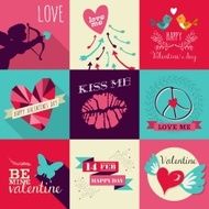Happy Valentines Day greeting card set