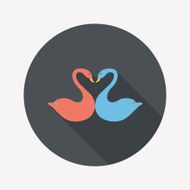 Valentine&#039;s Day lover swan flat icon with long shadow eps10 N4
