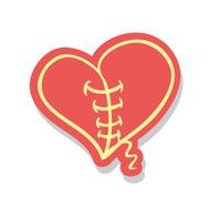 Vector shattered and patched heart with shadow N2
