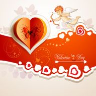 Valentine&#039;s day card with hearts and cupid N2