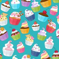 Seamless cupcakes pattern Colorful background