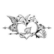 Valentine card Image of Cupid with heart N2