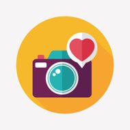 Valentine&#039;s Day photo camera flat icon with long shadow eps10 N13