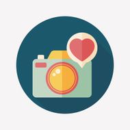 Valentine&#039;s Day photo camera flat icon with long shadow eps10 N14