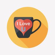 Valentine's day cup flat icon with long shadow eps10 N28