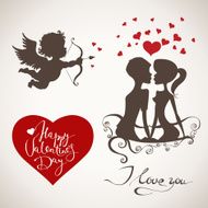 Valentine&#039;s Day vector elements with handwritten text N2