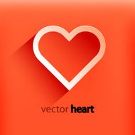 Red heart paper sticker with shadow