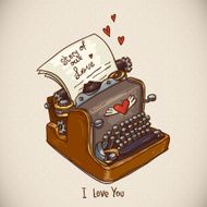Doodle Vintage Greeting Card with Retro Typewriter