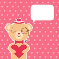 Greating card with cute bear boy