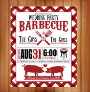 Vintage Barbecue wedding invitation card