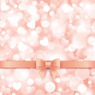 Holiday background with gift pink bow and ribbon
