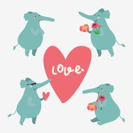 Romantic elephants characters