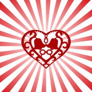 Decorative red heart with stripes