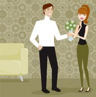 Man Giving Woman Flowers N3
