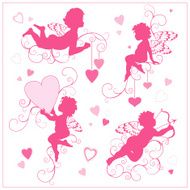 Set of silhouettes cupids Valentines Day