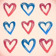 Brushstroke hearts Set ink strokes
