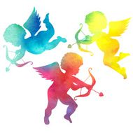 watercolor silhouette of an angel watercolor painting on white background N19