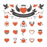 Valentines Day or Wedding Vintage Objects Vector and symbols Set