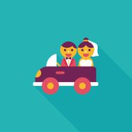 wedding car flat icon with long shadow eps10 N65