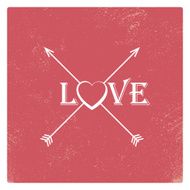 Vintage valentine card template with worn red background arrows heart N4