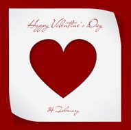 Valentines Day paper background with red cutting heart N2